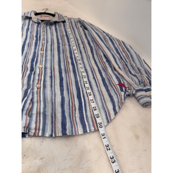 Tommy Bahama Men's Size XL Striped 100% Linen Button-Up Shirt - Picture 5 of 9